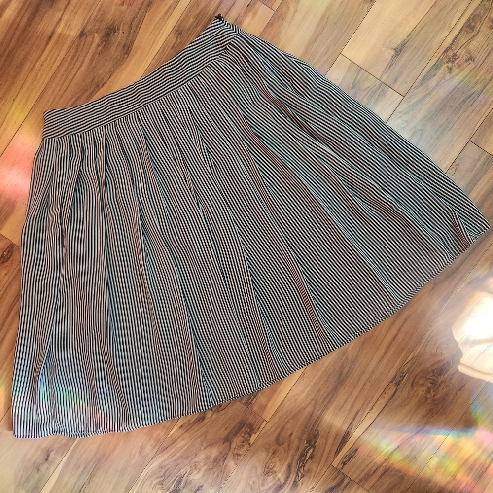 Vintage Bobbie Bee Black and White Striped Chiffon Skirt Size 6